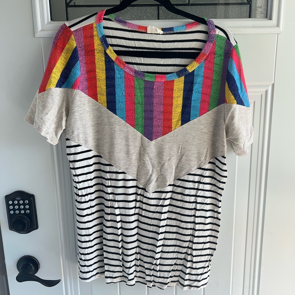 BiBi Colorful Knit Striped Top